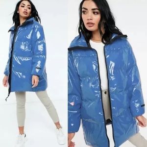 Bright blue Juicy Couture Black Label glossy puffer